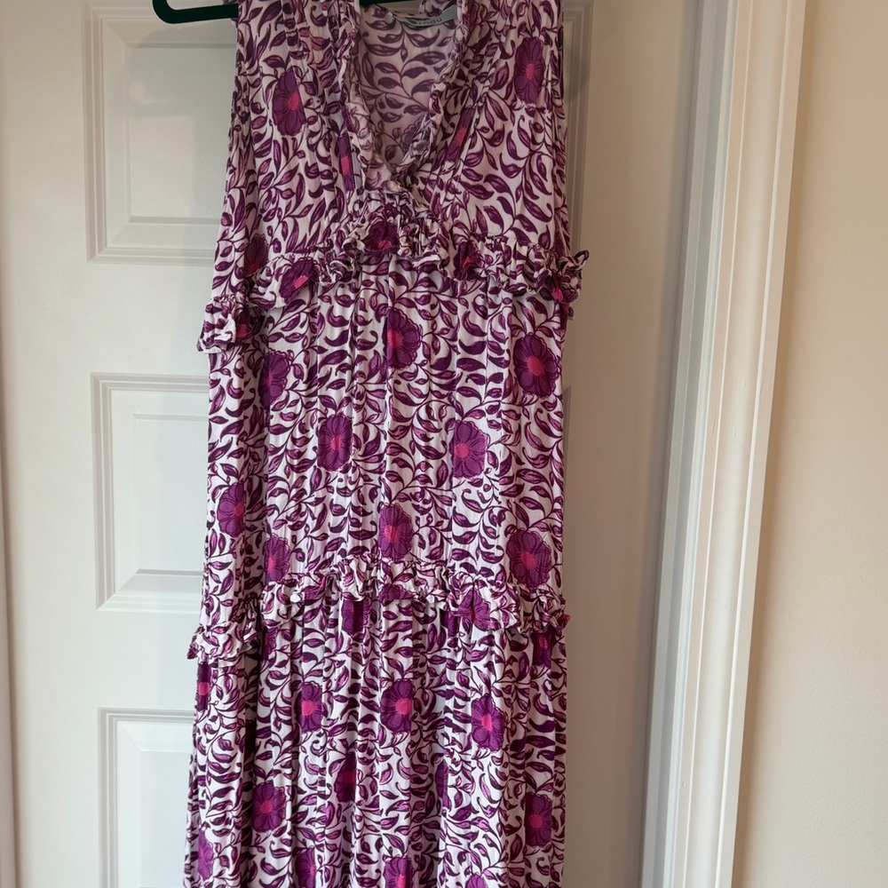 BINDU Kassandra maxi purple and white dress - Picture 3 of 6